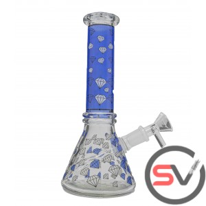 BLUE DIAMOND GLASS MINI BEAKER 8inch (GLOW IN DARK)